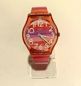 Swatch Astilbe Quartz 34mm Pink Dial Pink Strap Girls Ladies Watch GP140  54362633864 | eBay