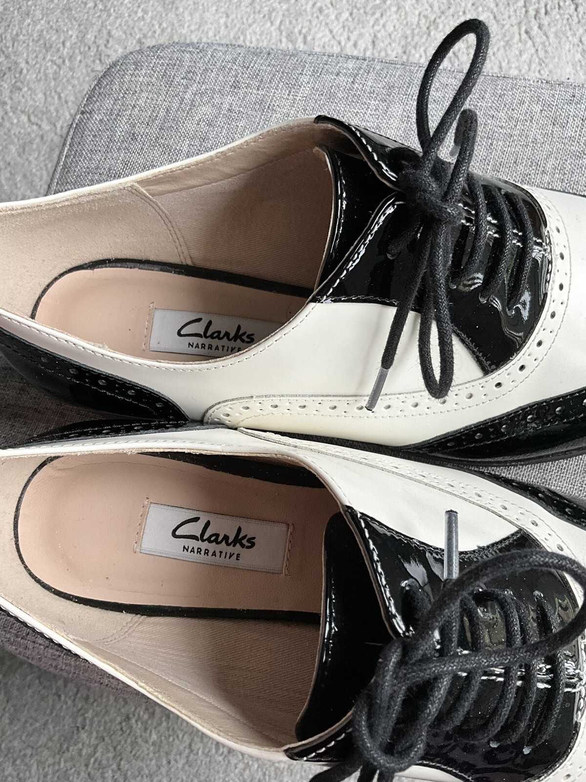 Ladies Clarks flat shoes, size 6. Narratife, black and white. Great