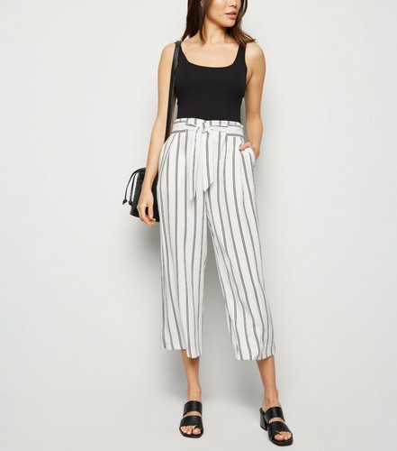 NEW LOOK TIE WAIST WHITE STRIPE STRIPED 