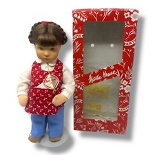 Kathe Kruse Cloth Bodied Doll NIB 10" Brown Braided Hair W/ Stand
