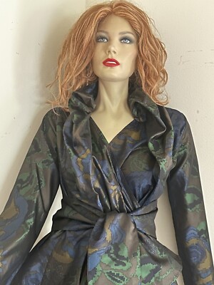 New ETRO Silk Taffeta Blouse Jacket Autumn Print  Size 44  US 8 Made In Italy