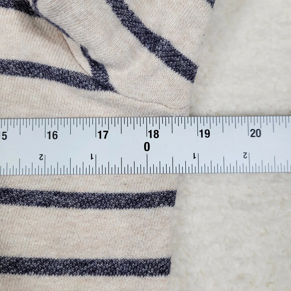 Camisa Coldwater Creek para mujer mediana beige a rayas manga larga algodón adornado Foto 4 de 4