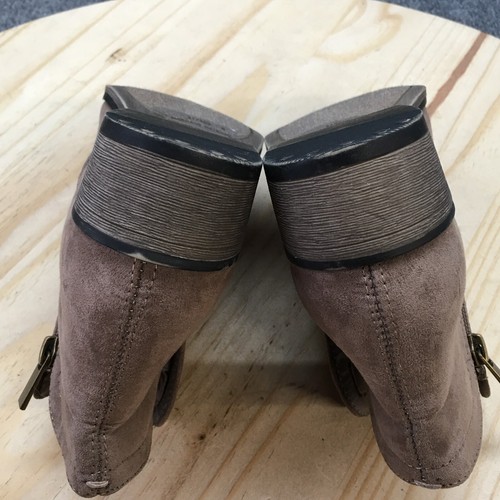 Bamboo Boots Womens 6 Side Zip Ankle Booties Brown Fabric Heels Casual Comfort - Picture 10 of 15