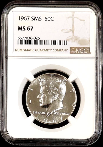 1967 SMS Kennedy Half Dollar certified MS 67 by NGC!