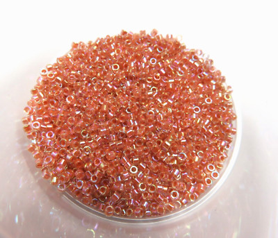 11/0 DELICA ~ LINED PEACH AB ~ DB 054 ~ 7 Grams ~ MIYUKI GLASS SEED BEADS