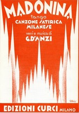 Spartito musicale Madonina tango canzone satirica linea melodica e accordi