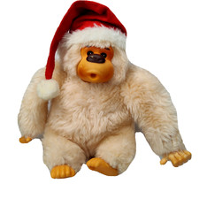 Vintage Russ Berrie "Gonga" the White Gorilla Thumb Sucking Santa Plush Taiwan