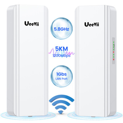 UeeVii 2pcs Wireless WiFi Bridge Gigabit 5KM 5.Point to Point CPE Ethernet Bridg