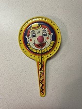 Vintage 1960's Kirchhof life of the party tin clown noisemaker paddle clacker