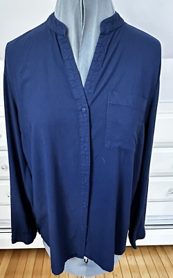 Primark women size 10 dark blue long sleeve business blouse