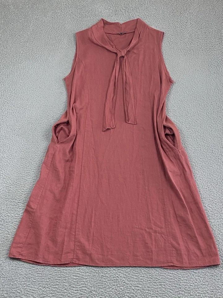 Vestido sin mangas Luca Vanucci para mujer M cuello atado lino italiano blnd costero fluido Foto 2 de 4