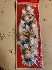 Vintage Shiny Brite Angels Set of 6 Ornaments NIP Pipe Cleaner NOS