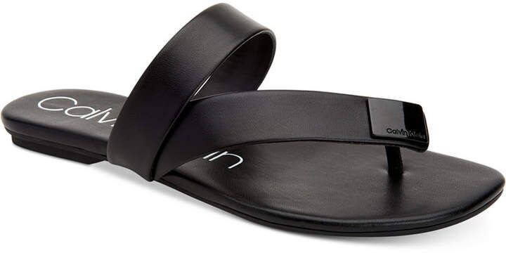 Calvin Klein Womens Open Toe Slip On Slippers, Black