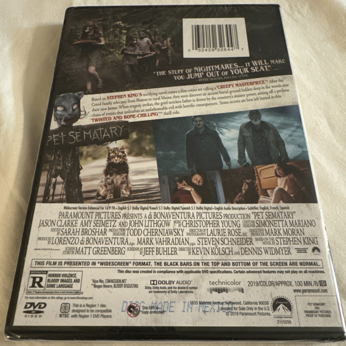 Pet Sematary (DVD, 2019) Sealed Widescreen John Lithgow Stephen