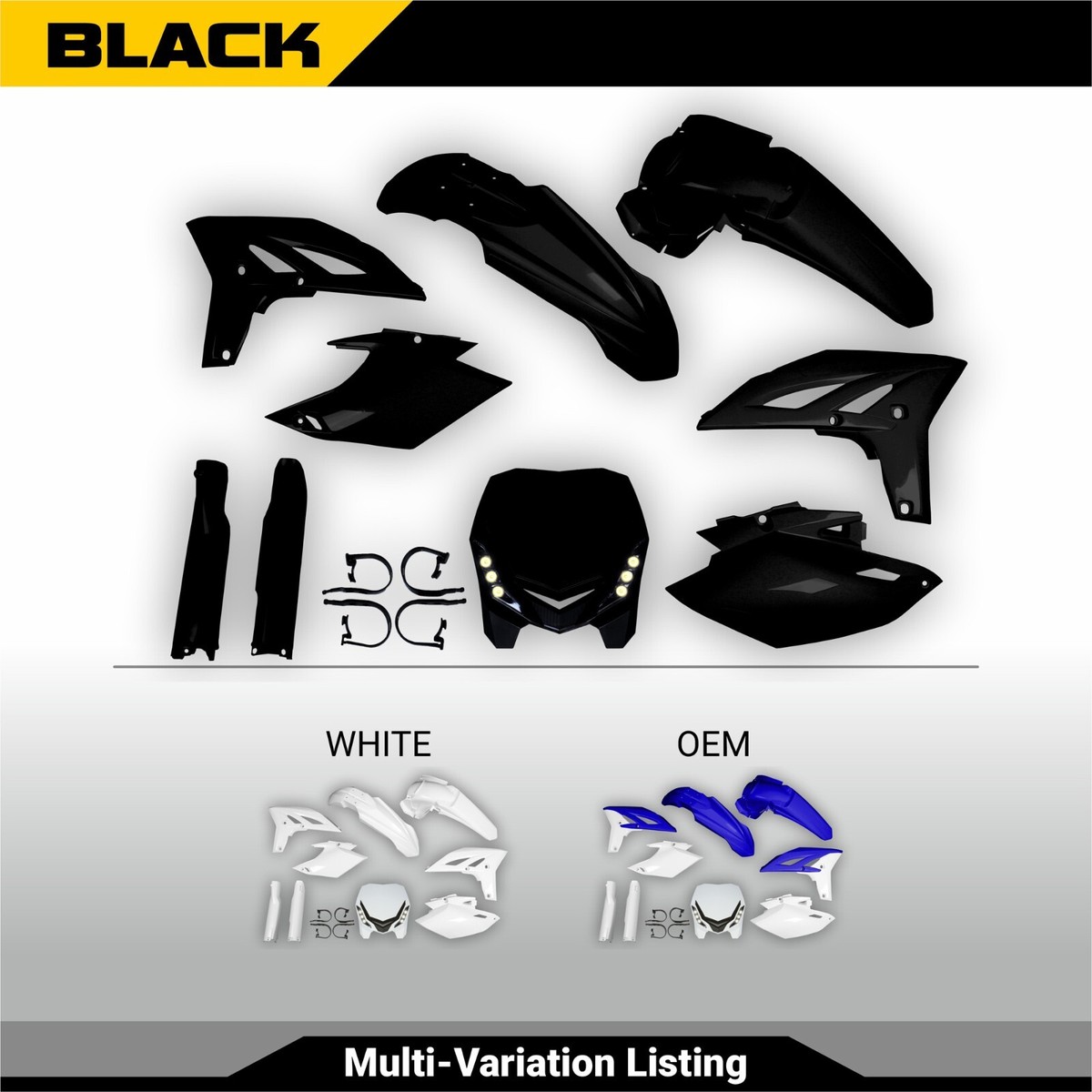 ヤマハ2013年式WR450Fアンダーガード黒 Yamaha WR450F 2012-2015 WRF450 Plastic Kit Fork guards E-Blaze LED