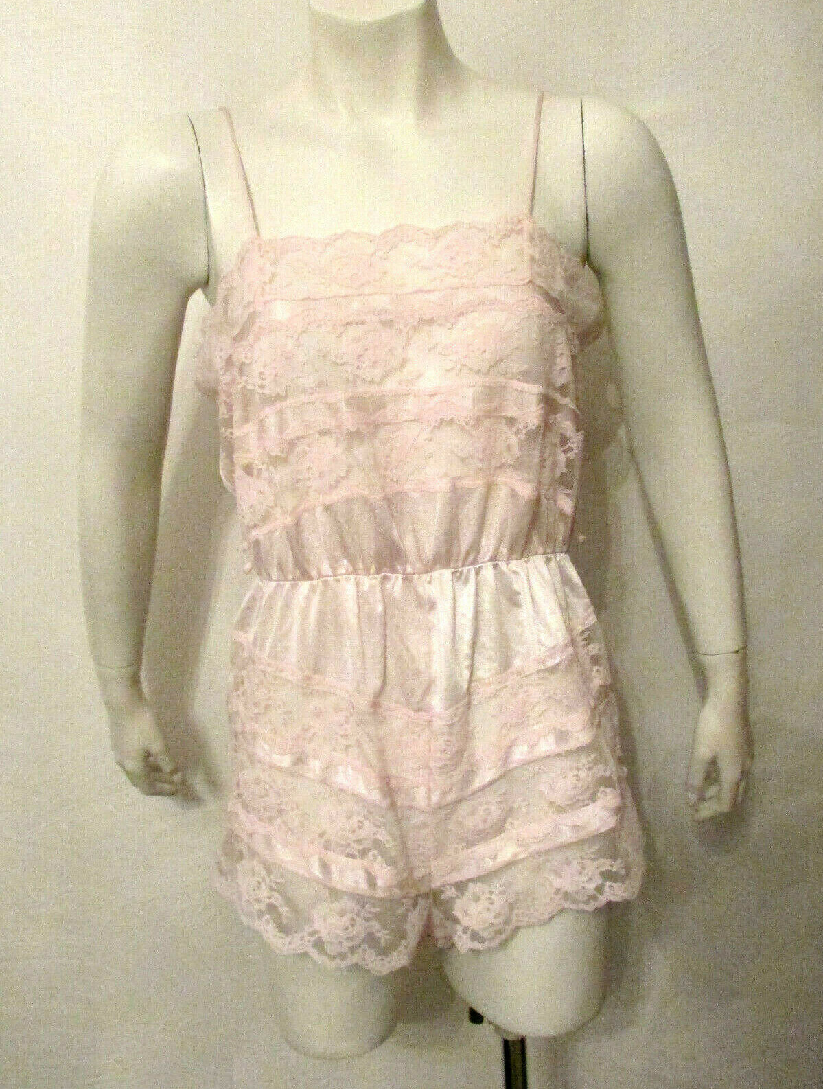 Alana Gale Intimates Teddy Romper One Piece Elastic Waist Nylon Bodysuit S Pink