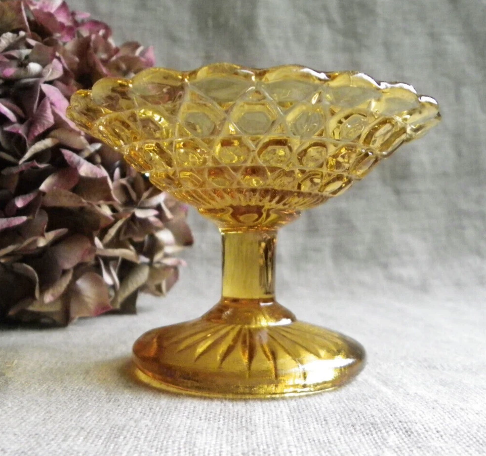 DÎNETTE ANCIENNE - COMPOTIER EN VERRE AMBRÉ - FIN XIXème - Photo 3/4