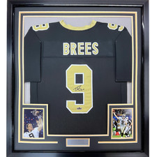 Framed Facsimile Autographed Drew Brees 33x42 Black Reprint Laser Auto Jersey