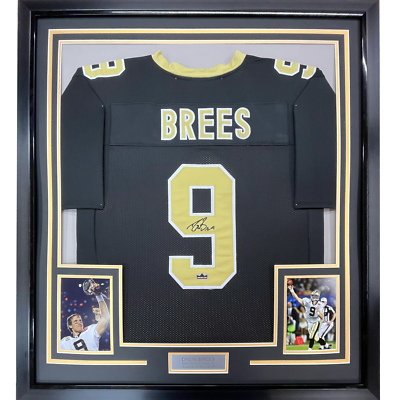 Framed Facsimile Autographed Drew Brees 33x42 Black Reprint Laser