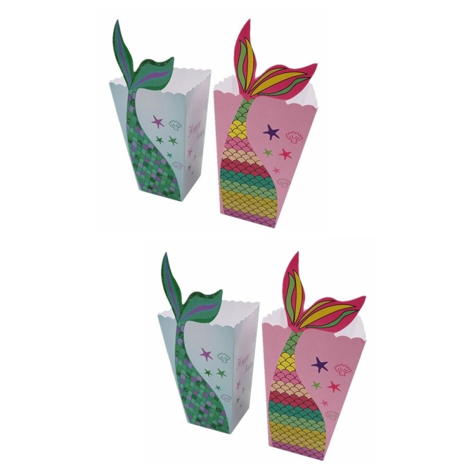 24 Pcs Mermaid Themed Party Supplies Paper Popcorn Holders Tray eBay