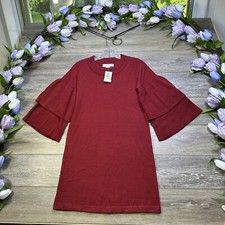 Planet Gold Sweater Dress, Size Small NEW WITH TAGS Juniors Ruffle Sleeve