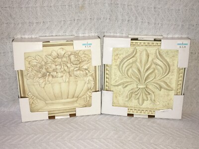  2 ARCHITECTURAL RELIEF PINNACLE 8X8 SCULPTED MOTIF DECOR BY KARI WALMSLEY