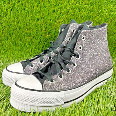 Converse Chuck Taylor All Star High Lift Platform Womens 9.5 Gray Black Silver