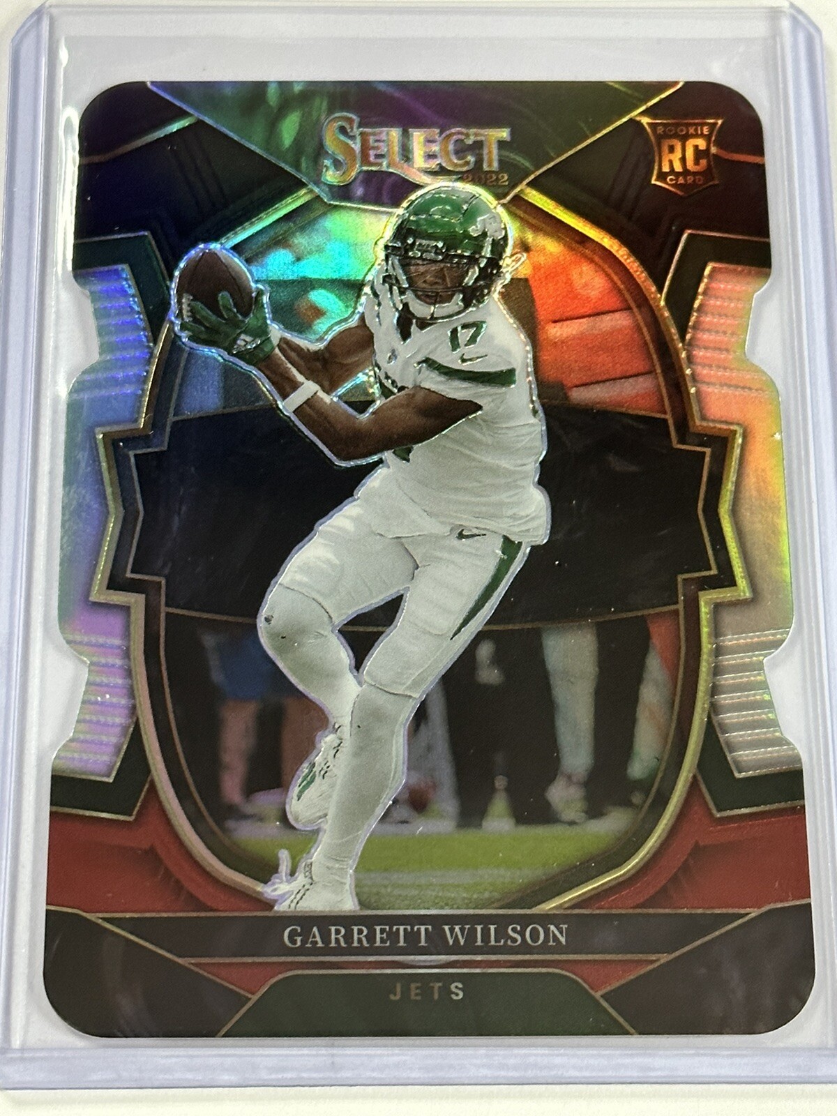 2022 Panini Select Garrett Wilson Black & Red Prizm Concourse Die Cut #88 Jets