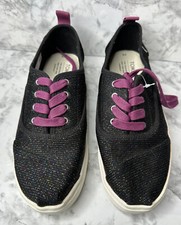 Toms Sneakers 37 EU Youth 5 Cordones Cupsole Black Tiny Purple Sparkle Glitter