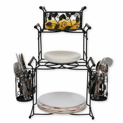 Maypes 3-Tier Chaffing Dish Buffet Set with Plate, Napkin, Cutlery Holders