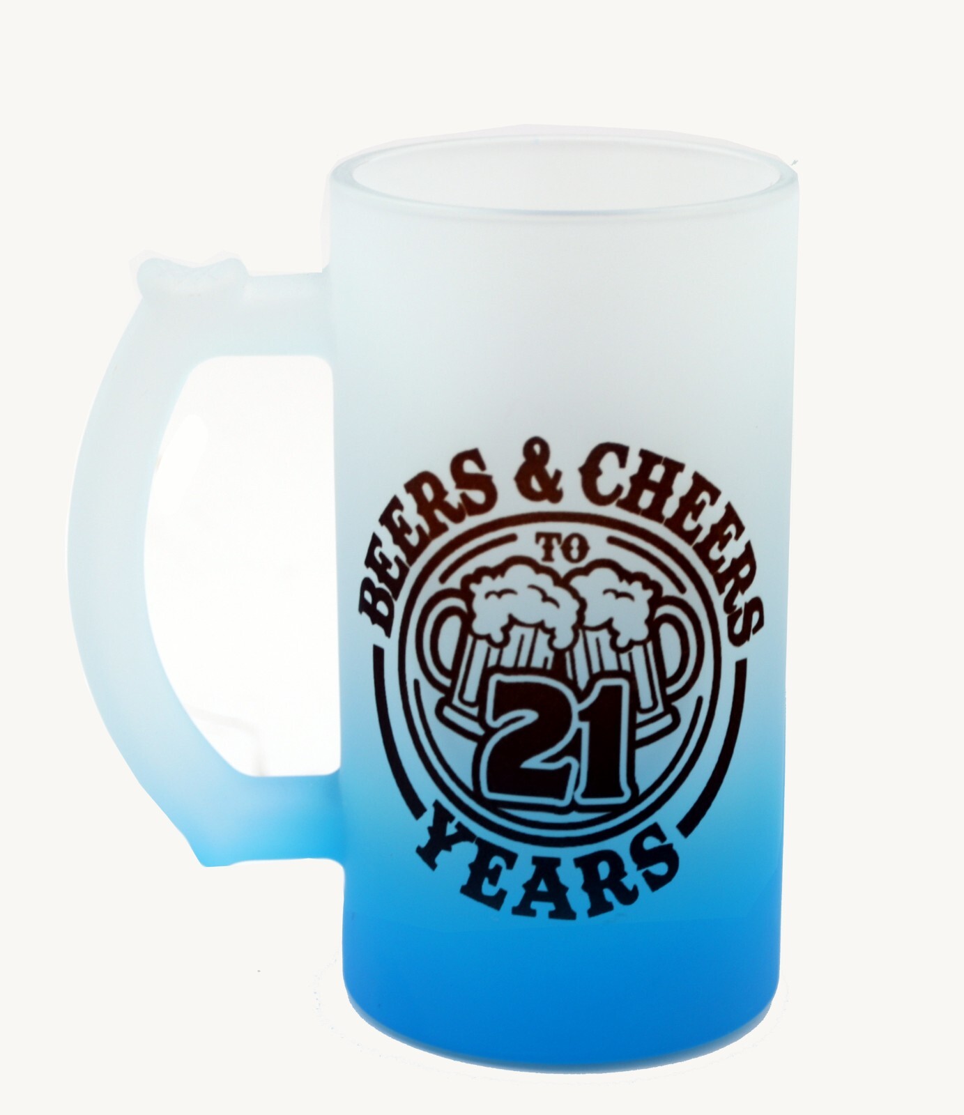 Personalised 21st Birthday Blue Frosted Glass Beer Stein Mug Male