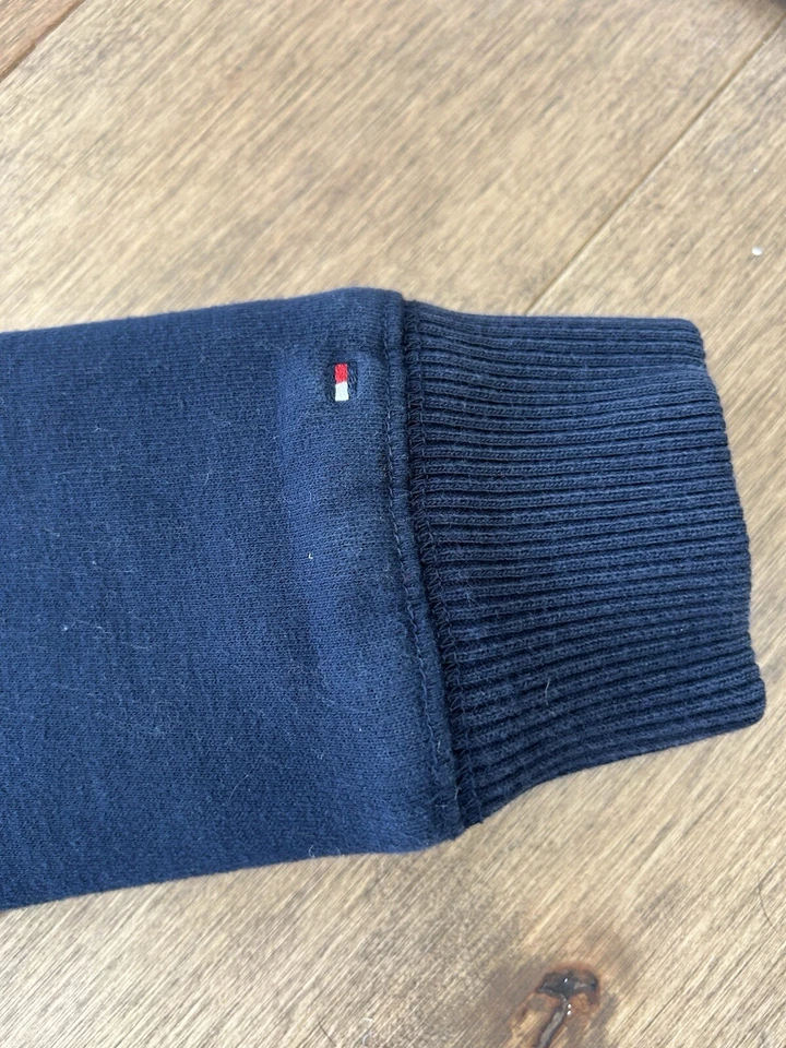 Chaqueta Tommy Hilfiger para mujer S azul polar logotipo deletreado cremallera felpa forrada Y2K Foto 2 de 4