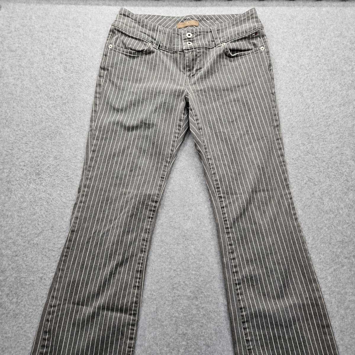 Tommy Jeans Women's Gray Striped Wide Leg Pants
