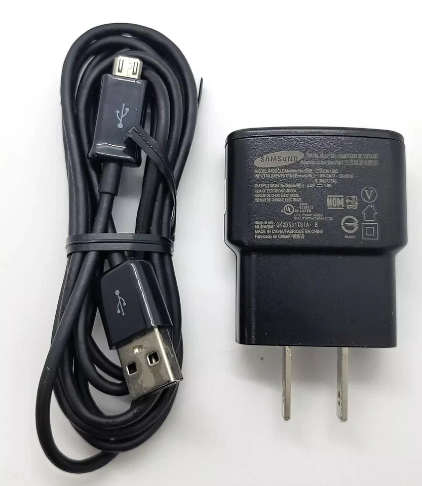 Cargador de pared de viaje original Samsung ETAOU61JBE y cable micro USB Foto 2 de 4
