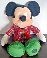 Disney Holiday MICKEY MOUSE in pajamas with green Mickey slippers 18-inch plush