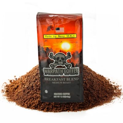 Warpath Coffee Medium Roast Ground Coffee 12oz High Caffeine Breakfast Blend