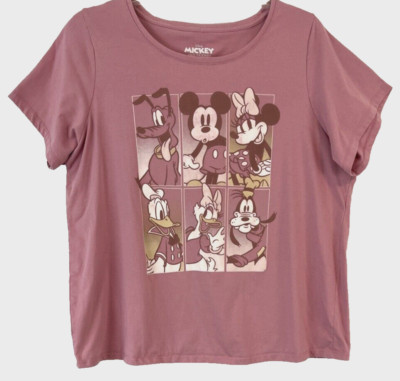 Disney Mickey Mouse/Friends Graphic T Shirt Pink Sz 1X Pull Over Womens YG6