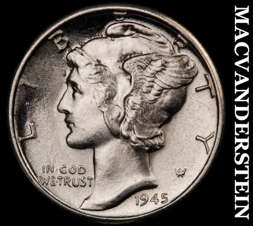1945-D Silver Mercury Dime - FSB - Choice Gem Brilliant Uncirculated++++  #i1586