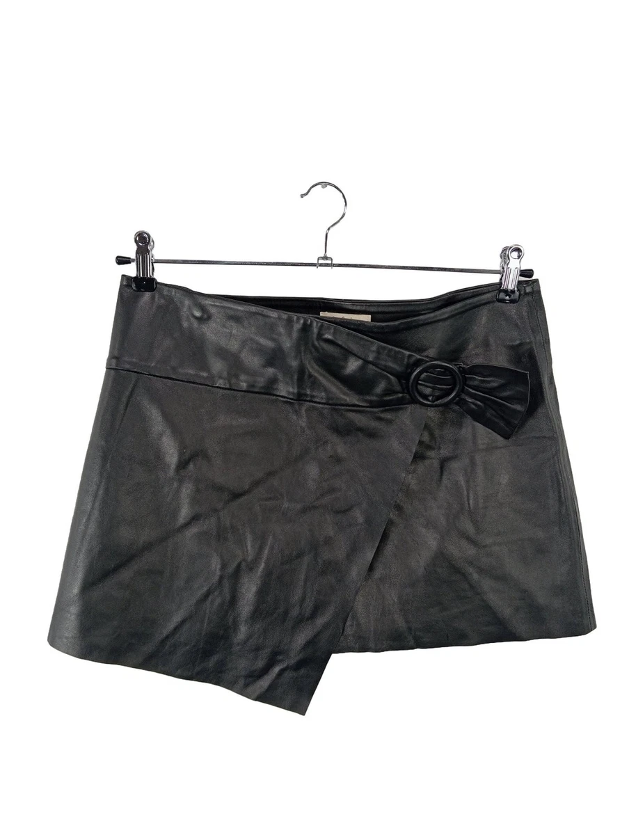 ba&sh Wickelrock Damen Gr. 40 Schwarz Leder Minirock