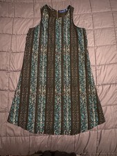 Apt. 9 Lined Women's Sleeveless Dress Size M Black W/Teal Blue & White Accents