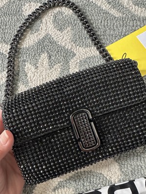 Marc Jacobs Women's Black The J Marc Rhinestone Logo Mini Shoulder Bag Purse