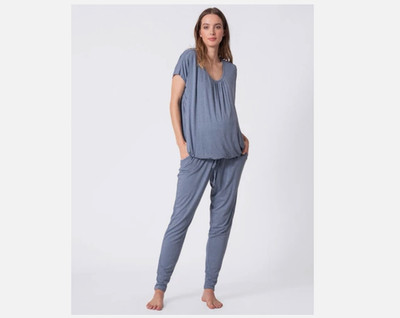 Seraphine Blue Maternity & Nursing Hospital Bag Pyjamas 2 Piece Set