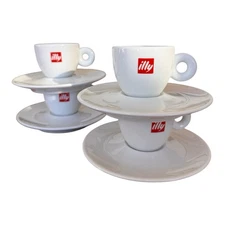 illy 3oz Porcelain Espresso Cup & Saucer Set of 4 - Made in Portugal