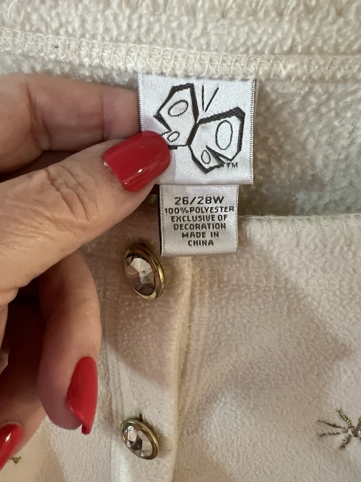 Moda Bug 26/28W Crema Bordada Blingy Chaqueta de Vellón Talla Grande Foto 3 de 4