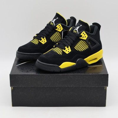 408452-017 Nike GS Air Jordan 4 Retro Thunder Black Gold Yellow | eBay