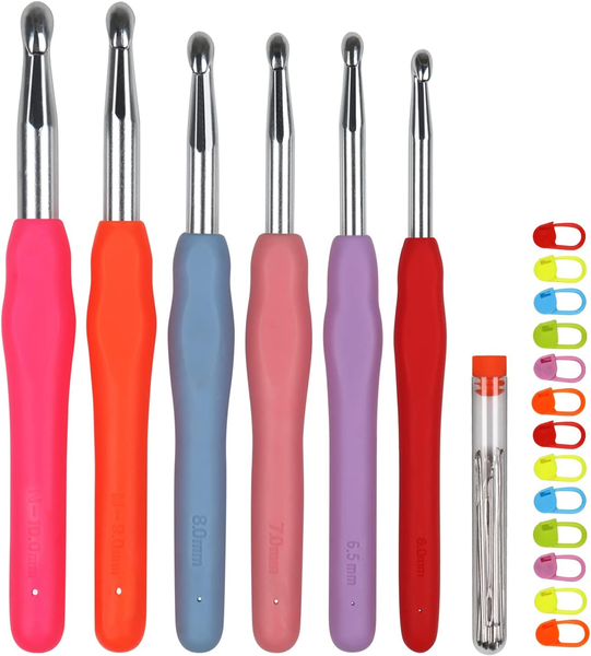 HäKelnadeln Set 6Mm 6.5Mm 7Mm Metall Ergonomisch 6 Bis 10Mm HäKelset Wolle-image