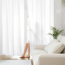 Non-See-Through White Sheer Curtains 52 X 84 Inches Long 2 Panels Sheer
