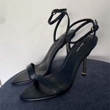 Nine West Strappy Stiletto Ankle Strap Black Open Toe Heel Women's Size 9M