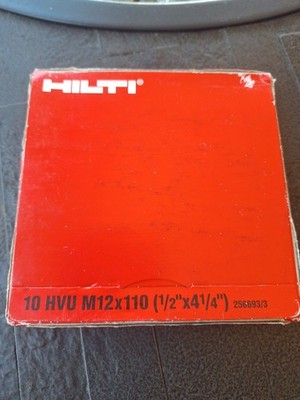 HILTI 10 HVU M12X110 ADHESIVE CAPSULE ACHOR SYSTEM 1/2'' X 4 1/4'' LOT OF 10 New