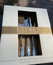 NIB Ralph Lauren Stainless Steel Flatware Spectator Pattern 20 Piece 4 Settings